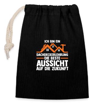 Dachdeckerei Ausbildung Lehrling Auzbi Dachdecker - Verschließbarer Geschenkbeutel aus Baumwolle (14x20cm) - Schwarz - Vorne