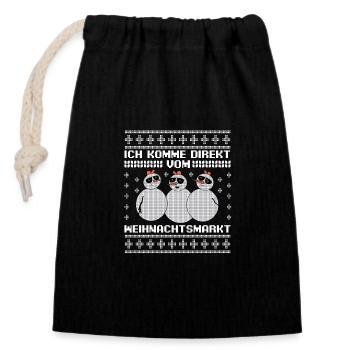 Père Noël Noël laid Noël - Sac cadeau en coton avec cordon (14 x 20 cm) - noir - Devant
