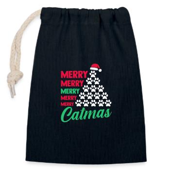 Weihnachtsmann Weihnachtsfest Weihnachten Katzen - Verschließbarer Geschenkbeutel aus Baumwolle (14x20cm) - Navy - Vorne