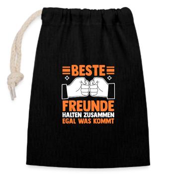 Meilleurs ami - Sac cadeau en coton avec cordon (14 x 20 cm) - noir - Devant