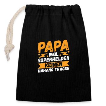 Father Dad - Closable cotton gift bag (14x20cm) - black - Front