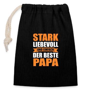 Father Dad - Closable cotton gift bag (14x20cm) - black - Front