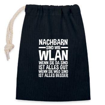 Nachbarschaft Bester Nachbar - Verschließbarer Geschenkbeutel aus Baumwolle (14x20cm) - Navy - Vorne