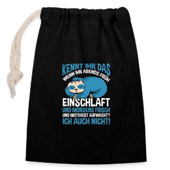 Lazy Late Riser Motivation Sloth - Closable cotton gift bag (14x20cm) - black - Front