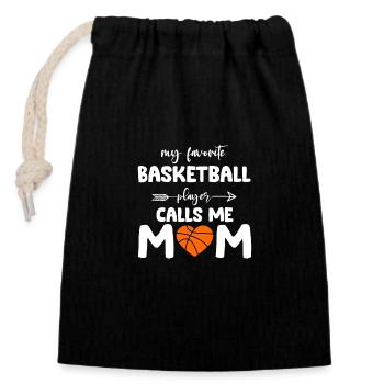 Mein Lieblings-Basketballspieler nennt mich Mama - Verschließbarer Geschenkbeutel aus Baumwolle (14x20cm) - Schwarz - Vorne