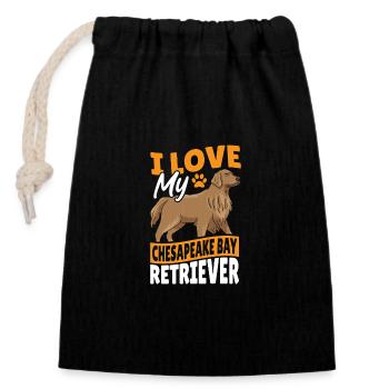 American Chesapeake Bay Retriever Dog - Closable cotton gift bag (14x20cm) - black - Front