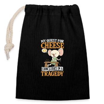 Fromage bleu Brie Ma recherche de fromage - Sac cadeau en coton avec cordon (14 x 20 cm) - noir - Devant