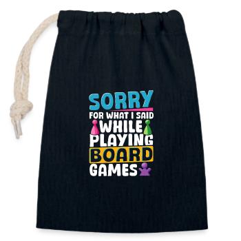 Jouer à des jeux de société Jeu de société - Sac cadeau en coton avec cordon (14 x 20 cm) - bleu marine - Devant