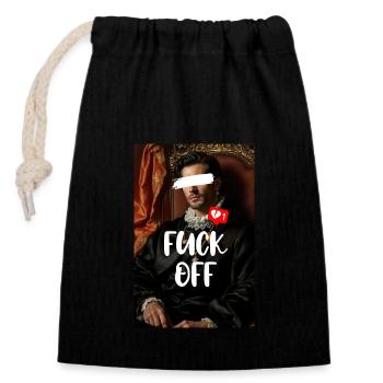 FUCK OFF – Neoklassische Kunst - Verschließbarer Geschenkbeutel aus Baumwolle (14x20cm) - Schwarz - Vorne
