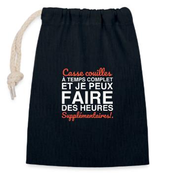Casse-couilles à temps complet - Sac cadeau en coton avec cordon (14 x 20 cm) - bleu marine - Devant