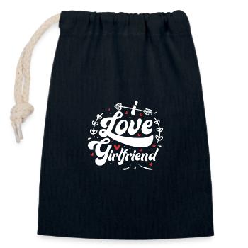 I Love My Girlfriend - Sac cadeau en coton avec cordon (14 x 20 cm) - bleu marine - Devant