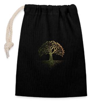 Arbre de vie viking - Sac cadeau en coton avec cordon (14 x 20 cm) - noir - Devant