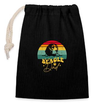 Beagle Dad I Retro Beagle Dad - Sac cadeau en coton avec cordon (14 x 20 cm) - noir - Devant