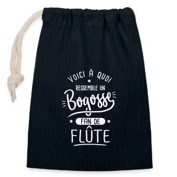Flûte Bogosse fan musique musicien flûte - Sac cadeau en coton avec cordon (14 x 20 cm) - bleu marine - Devant