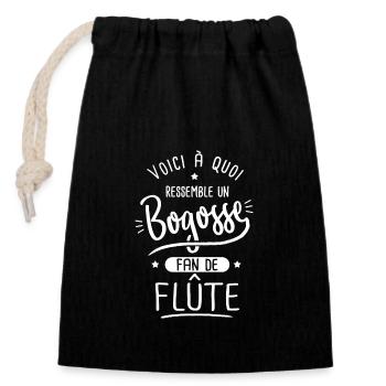 Flûte Bogosse fan musique musicien flûte - Sac cadeau en coton avec cordon (14 x 20 cm) - noir - Devant