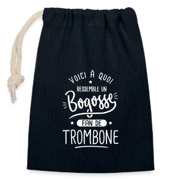 Trombone Bogosse fan musique musicien trombone - Sac cadeau en coton avec cordon (14 x 20 cm) - bleu marine - Devant