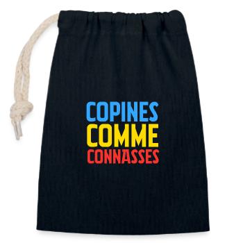 copines comme connasses - Sac cadeau en coton avec cordon (14 x 20 cm) - bleu marine - Devant