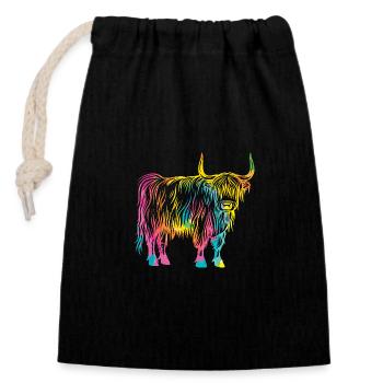 Bovins vaches Bovins Highland - Sac cadeau en coton avec cordon (14 x 20 cm) - noir - Devant