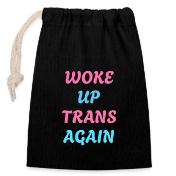 Wieder trans aufgewacht - trans pride - Verschließbarer Geschenkbeutel aus Baumwolle (14x20cm) - Schwarz - Vorne