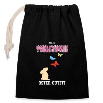 Volleyballerin Ostern Geschenk Volleyballspielerin - Verschließbarer Geschenkbeutel aus Baumwolle (14x20cm) - Schwarz - Vorne