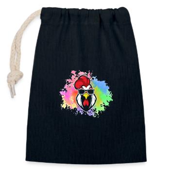 Poulet Coq - Sac cadeau en coton avec cordon (14 x 20 cm) - bleu marine - Devant