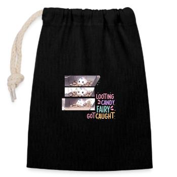 Sweet Unicorn- Looting Candy Fairy got Caught! - Closable cotton gift bag (14x20cm) - black - Front