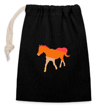 Monter à cheval - Sac cadeau en coton avec cordon (14 x 20 cm) - noir - Devant