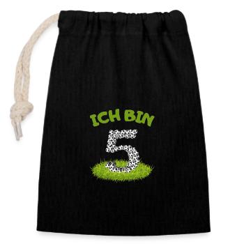 J’ai 5 ans ! Pour les petits footballeurs pour leur anniversaire - Sac cadeau en coton avec cordon (14 x 20 cm) - noir - Devant