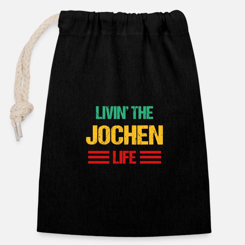 Jochen - Verschließbarer Geschenkbeutel aus Baumwolle (14x20cm) - Schwarz