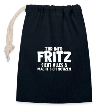 Fritz - Verschließbarer Geschenkbeutel aus Baumwolle (14x20cm) - Navy - Vorne