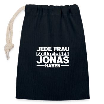 Jonas - Verschließbarer Geschenkbeutel aus Baumwolle (14x20cm) - Navy - Vorne