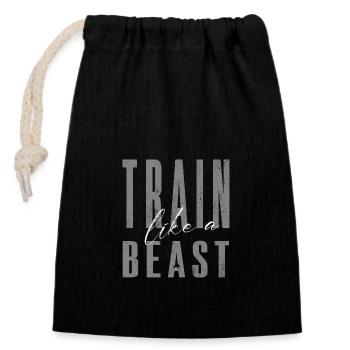 Train like a beast Fitness - Closable cotton gift bag (14x20cm) - black - Front