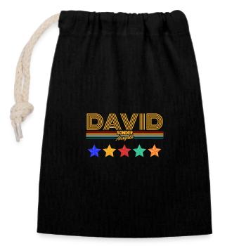 David - Sac cadeau en coton avec cordon (14 x 20 cm) - noir - Devant