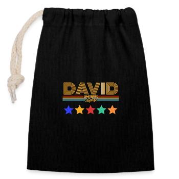 David - Sac cadeau en coton avec cordon (14 x 20 cm) - noir - Devant