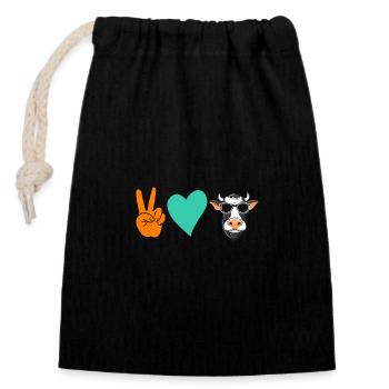 Vache Highland Bovins Vaches - Sac cadeau en coton avec cordon (14 x 20 cm) - noir - Devant