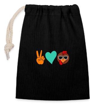 Poulets Coq Dinde - Sac cadeau en coton avec cordon (14 x 20 cm) - noir - Devant