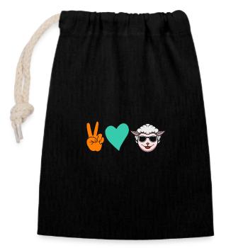 Shepherd Sheep - Closable cotton gift bag (14x20cm) - black - Front