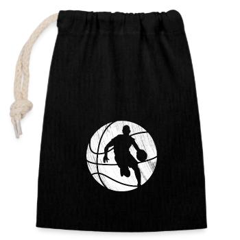 Basketball - Dunks, Dribbles et Slams - Sac cadeau en coton avec cordon (14 x 20 cm) - noir - Devant