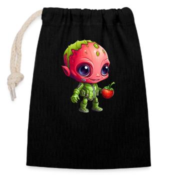 Strawberry Alien: Green & Red en interaction - Sac cadeau en coton avec cordon (14 x 20 cm) - noir - Devant