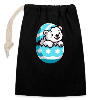 Cartoon Polar Bear Easter Egg Hatching - Closable cotton gift bag (14x20cm) - black - Front