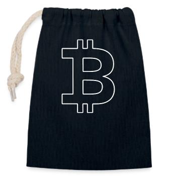 Bitcoin Logo Silhouette Monnaie Numérique - Sac cadeau en coton avec cordon (14 x 20 cm) - bleu marine - Devant