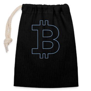 Bitcoin Logo Silhouette Monnaie Numérique - Sac cadeau en coton avec cordon (14 x 20 cm) - noir - Devant
