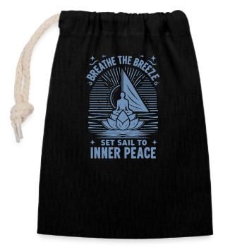 Segeln Yoga Durchatmen The Breeze Inner Peace - Verschließbarer Geschenkbeutel aus Baumwolle (14x20cm) - Schwarz - Vorne