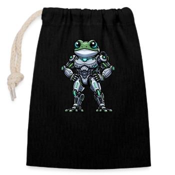Roboter Frosch Dabbing Mech Cyborg Cool - Verschließbarer Geschenkbeutel aus Baumwolle (14x20cm) - Schwarz - Vorne