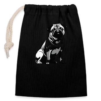 Mops Pug - Pet Dog Sticker - Closable cotton gift bag (14x20cm) - black - Front