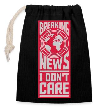 Breaking news don't - Closable cotton gift bag (14x20cm) - black - Front