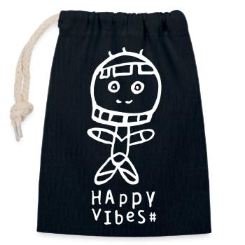 HAPPY Vibes Voodoo Männchen - Verschließbarer Geschenkbeutel aus Baumwolle (14x20cm) - Navy - Vorne