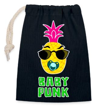 Baby Punk Pineapple cool - Closable cotton gift bag (14x20cm) - navy - Front