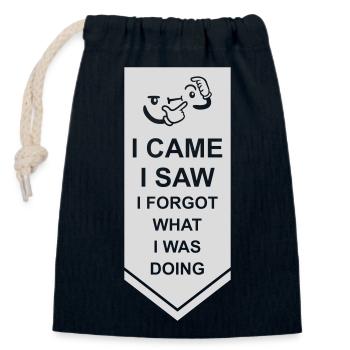 I came saw forget - Closable cotton gift bag (14x20cm) - navy - Front