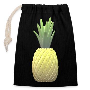 Ananas Frucht Pineapple Gesund - Verschließbarer Geschenkbeutel aus Baumwolle (14x20cm) - Schwarz - Vorne